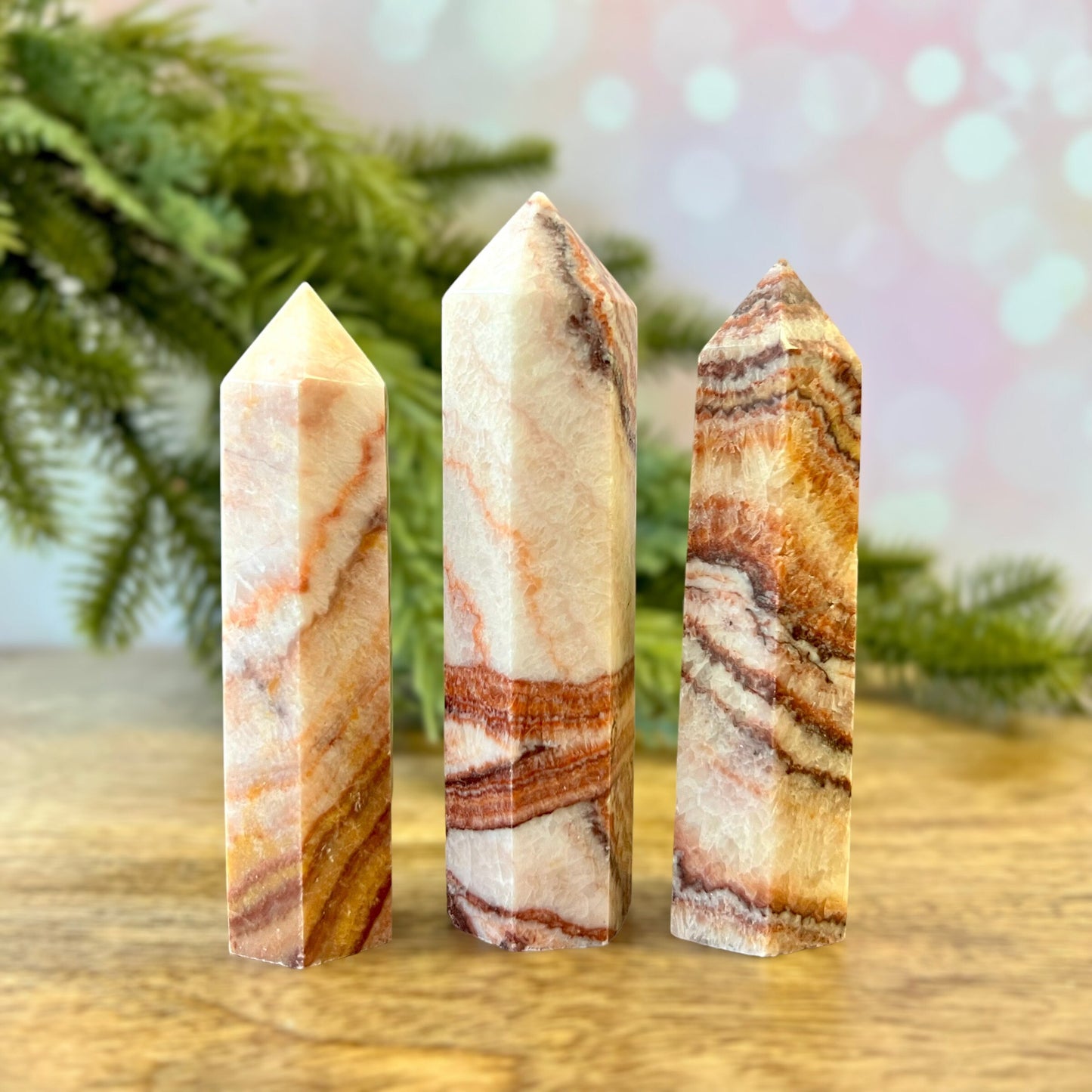 Red Banded Calcite Crystal Tower - You get one