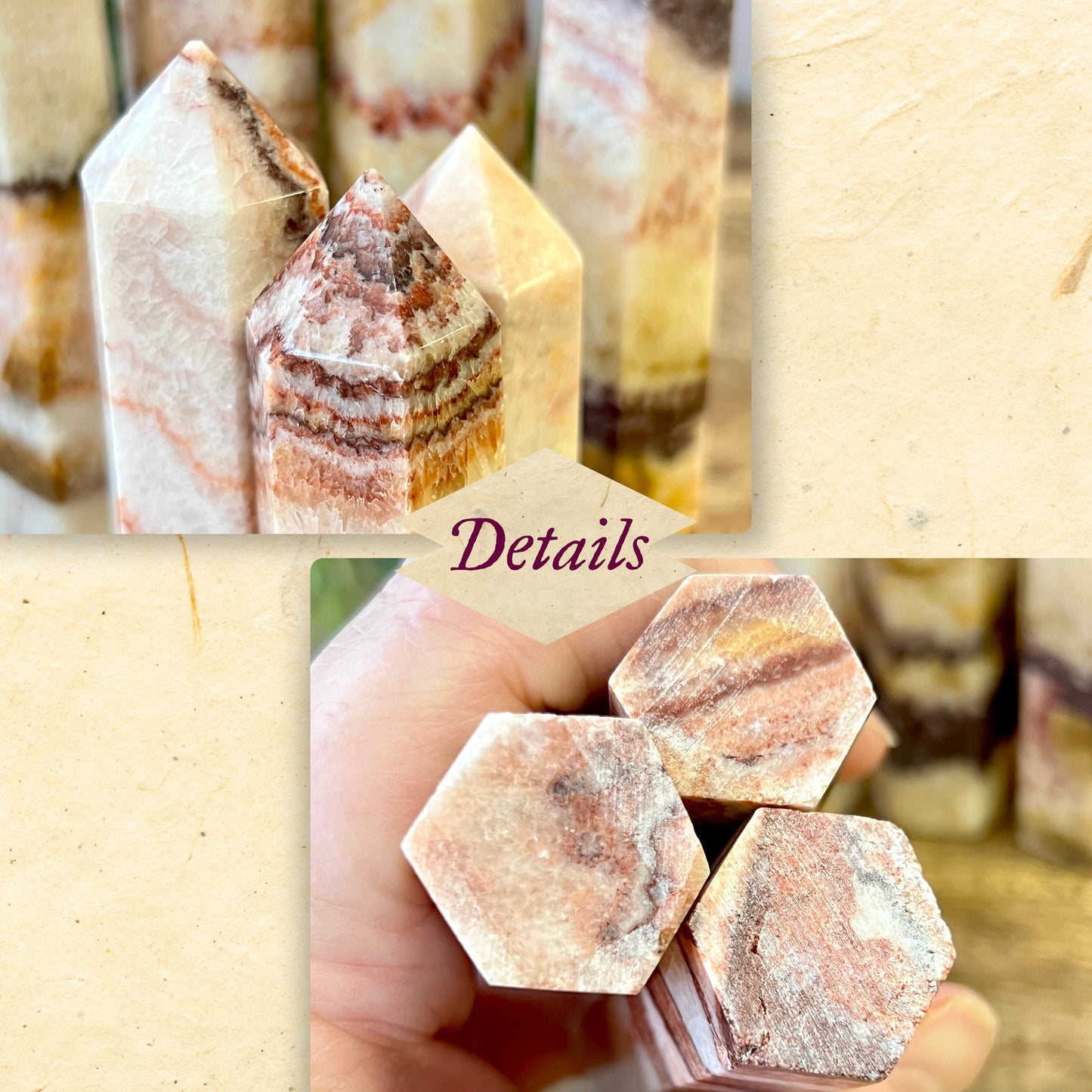 Red Banded Calcite Crystal Tower - You get one