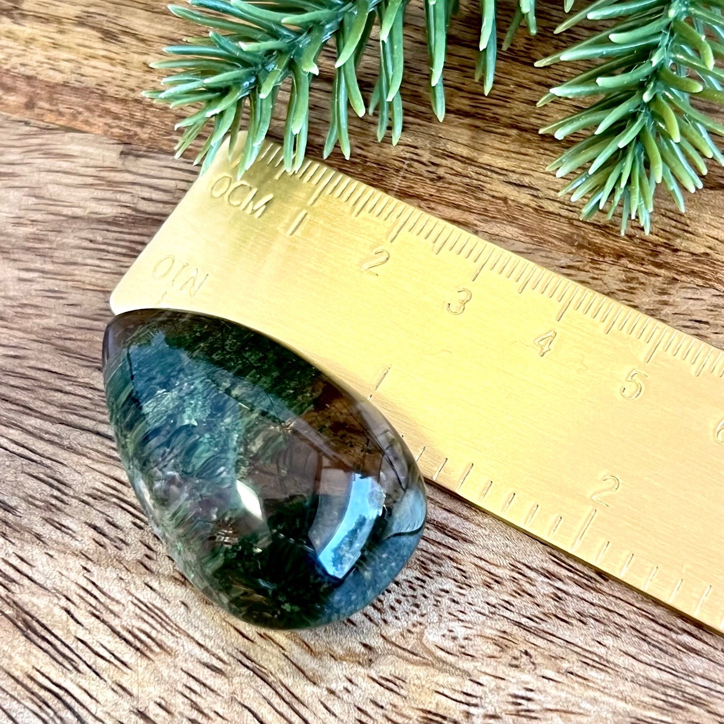 Smoky Garden Quartz Lodolite Tumbled Teardrop Crystal with Black Tourmaline