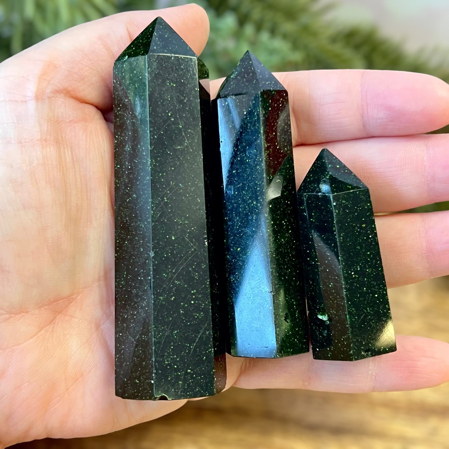 Green Goldstone Crystal Tower - You get one