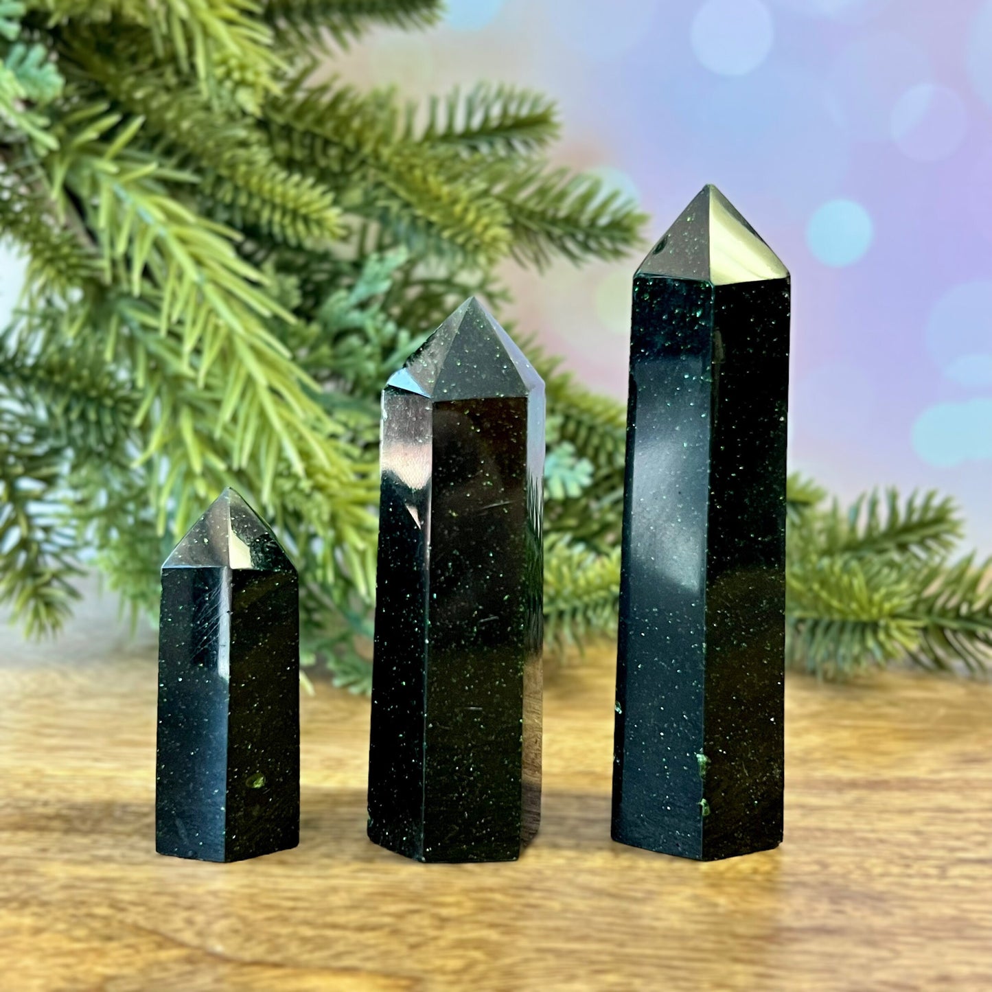 Green Goldstone Crystal Tower - You get one