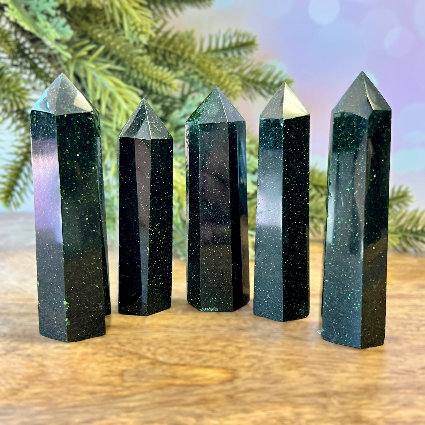 Green Goldstone Crystal Tower - You get one