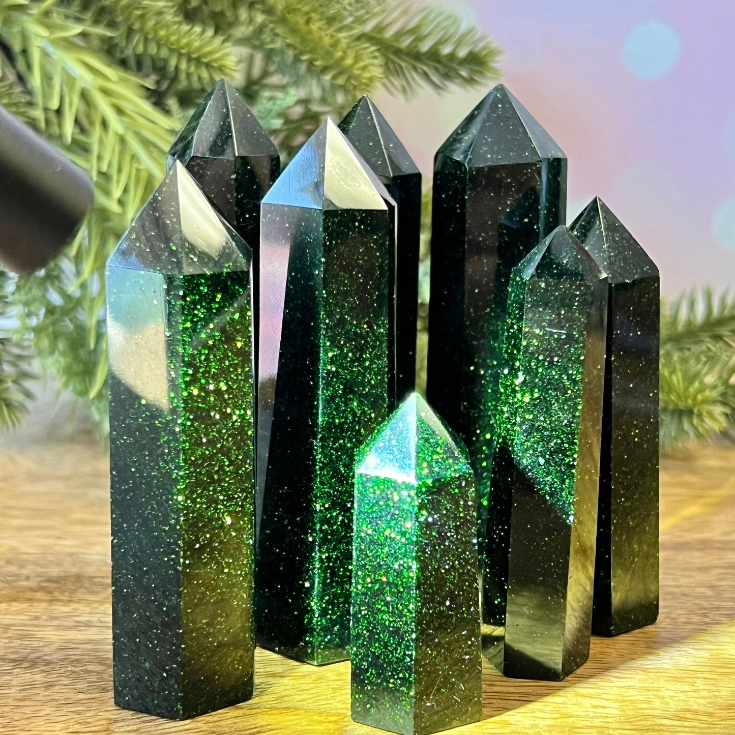 Green Goldstone Crystal Tower - You get one
