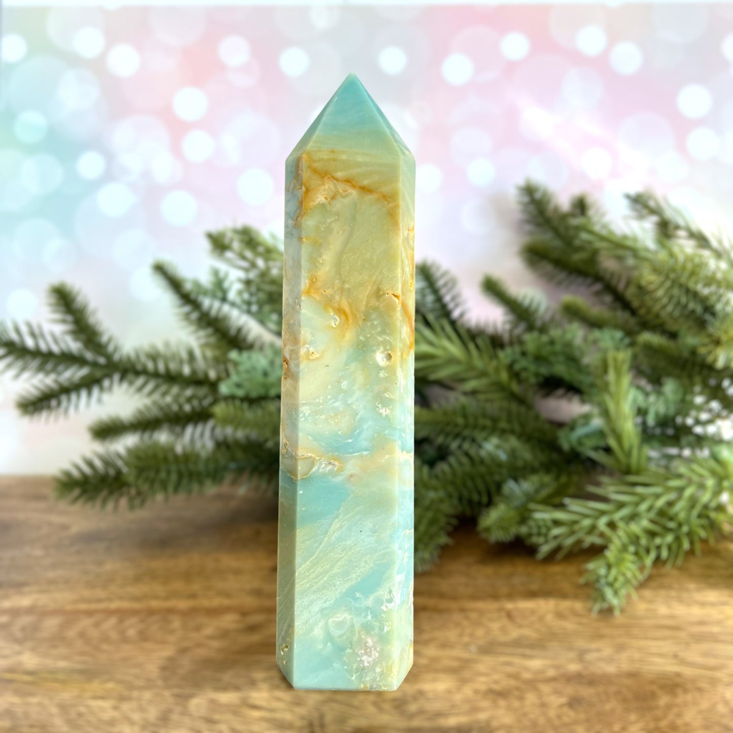 Large Sky Blue Quartz crystal statement tower