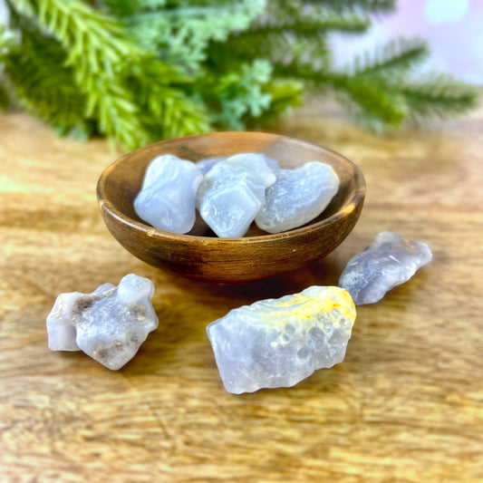 Blue Lace Agate Tumbled Crystal with Satin Finish - You get 1