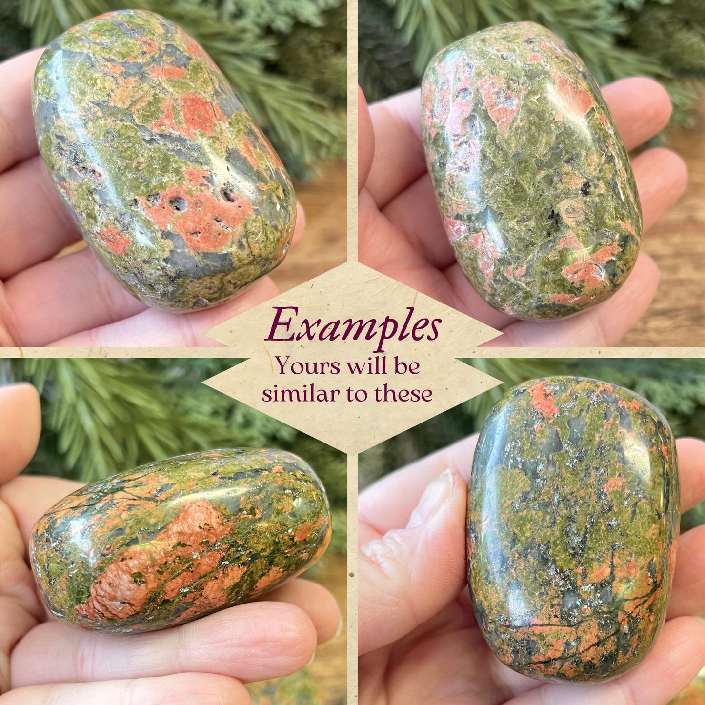 Unakite Palm Stone - You get one