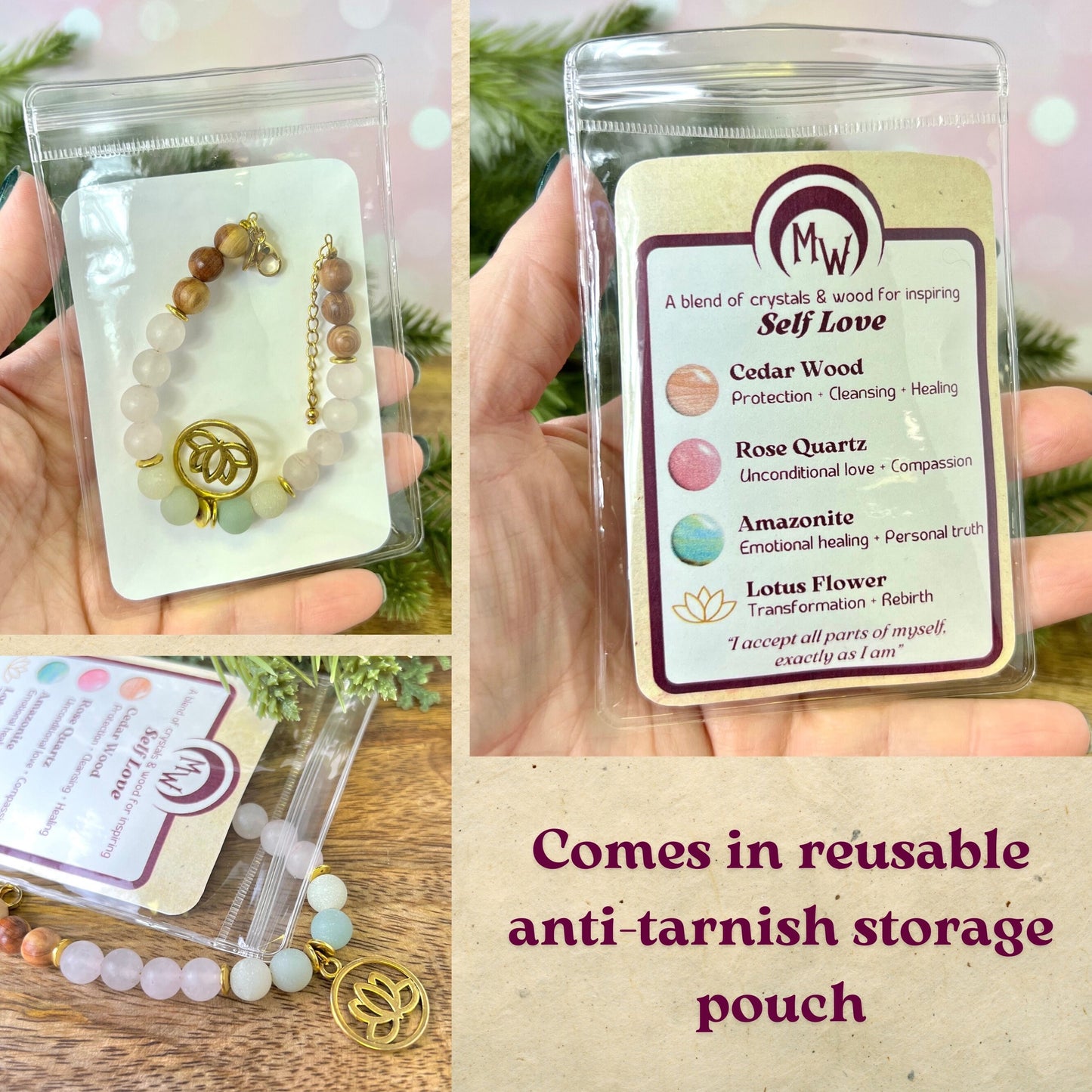 Self Love Beaded Crystal Bracelet - Handmade REMY Collection