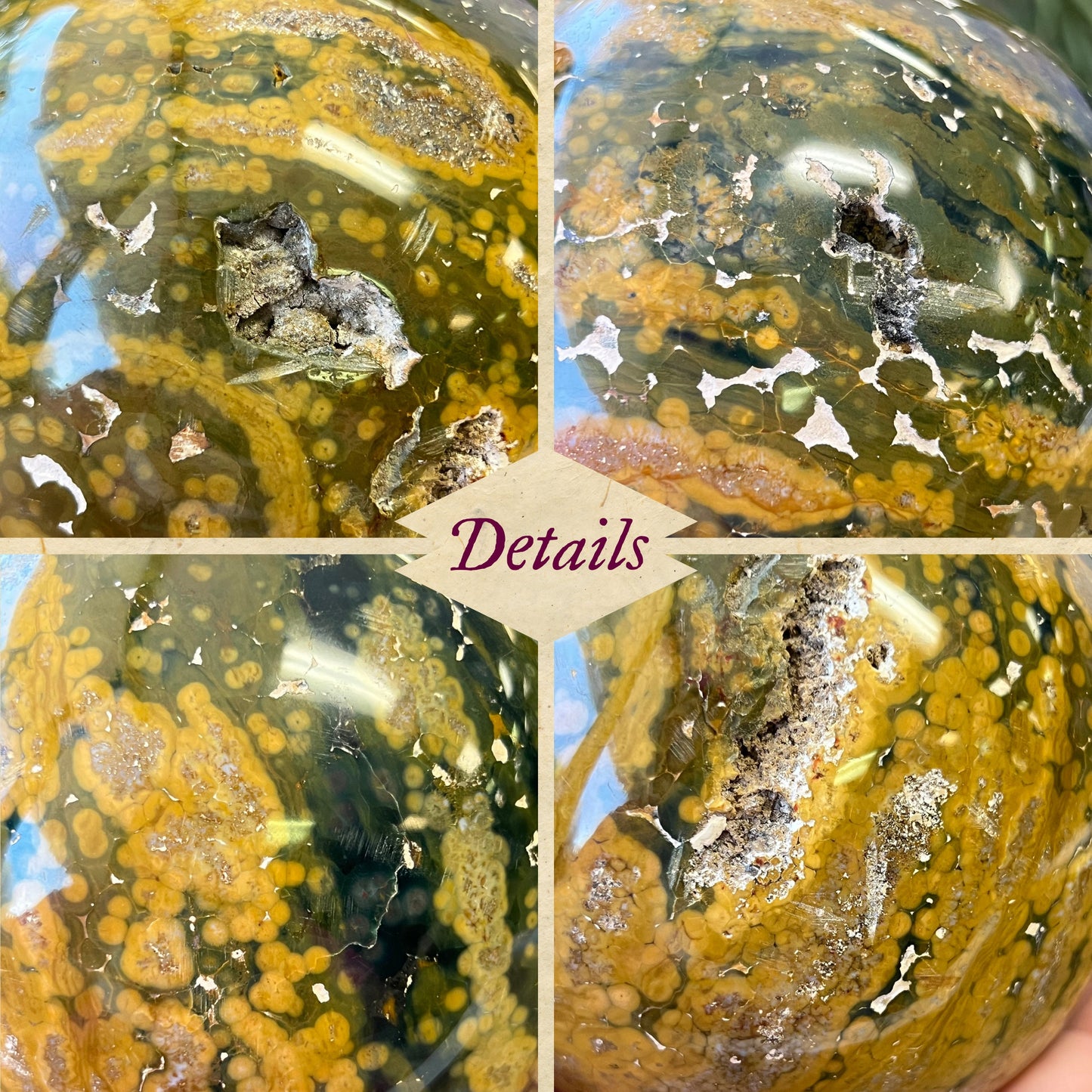 Ocean Jasper Large Crystal Sphere