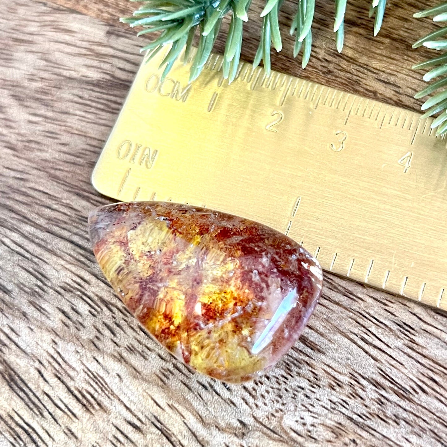 Garden Quartz Lodolite Red Tumbled Crystal Teardrop