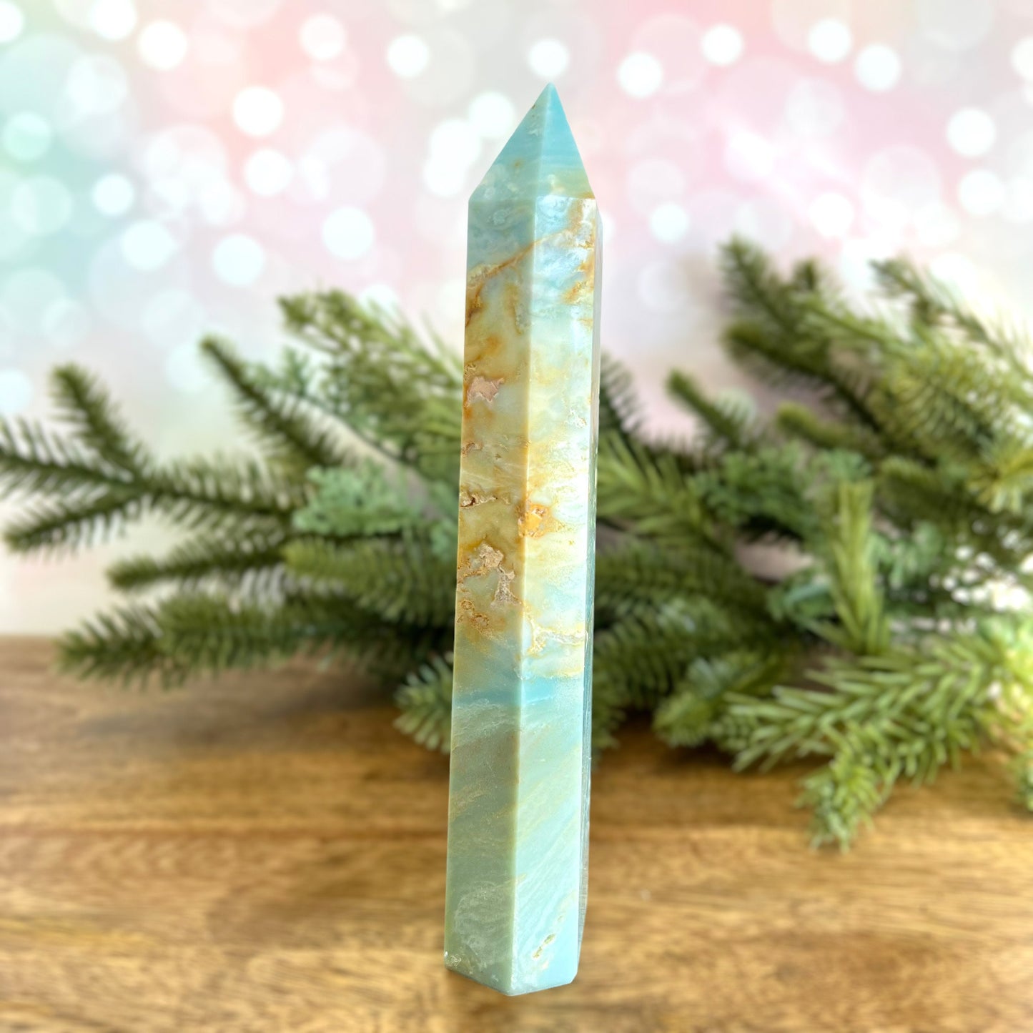 Large Sky Blue Quartz crystal statement tower