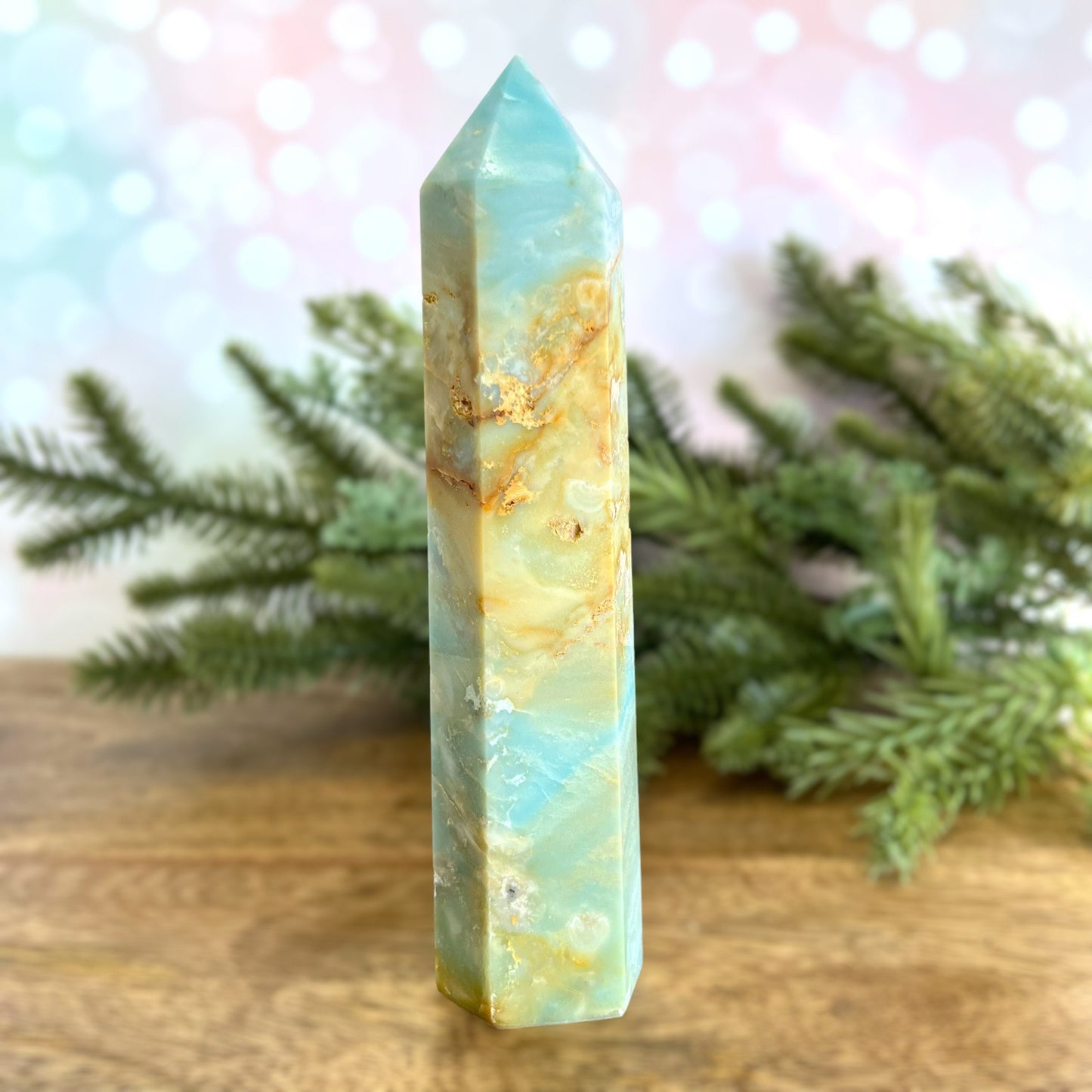 Large Sky Blue Quartz crystal statement tower