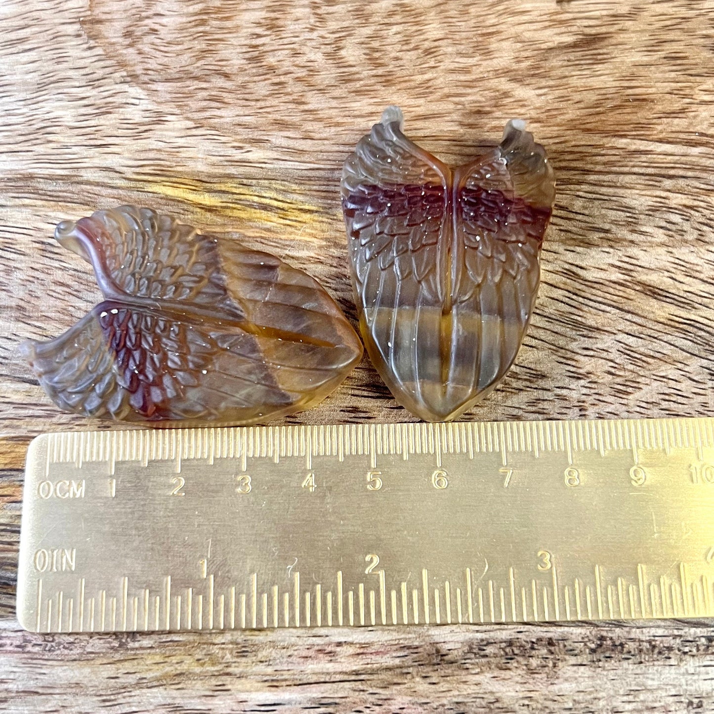Yellow Fluorite Angel Wings Crystal Carved Cabochon - You get one