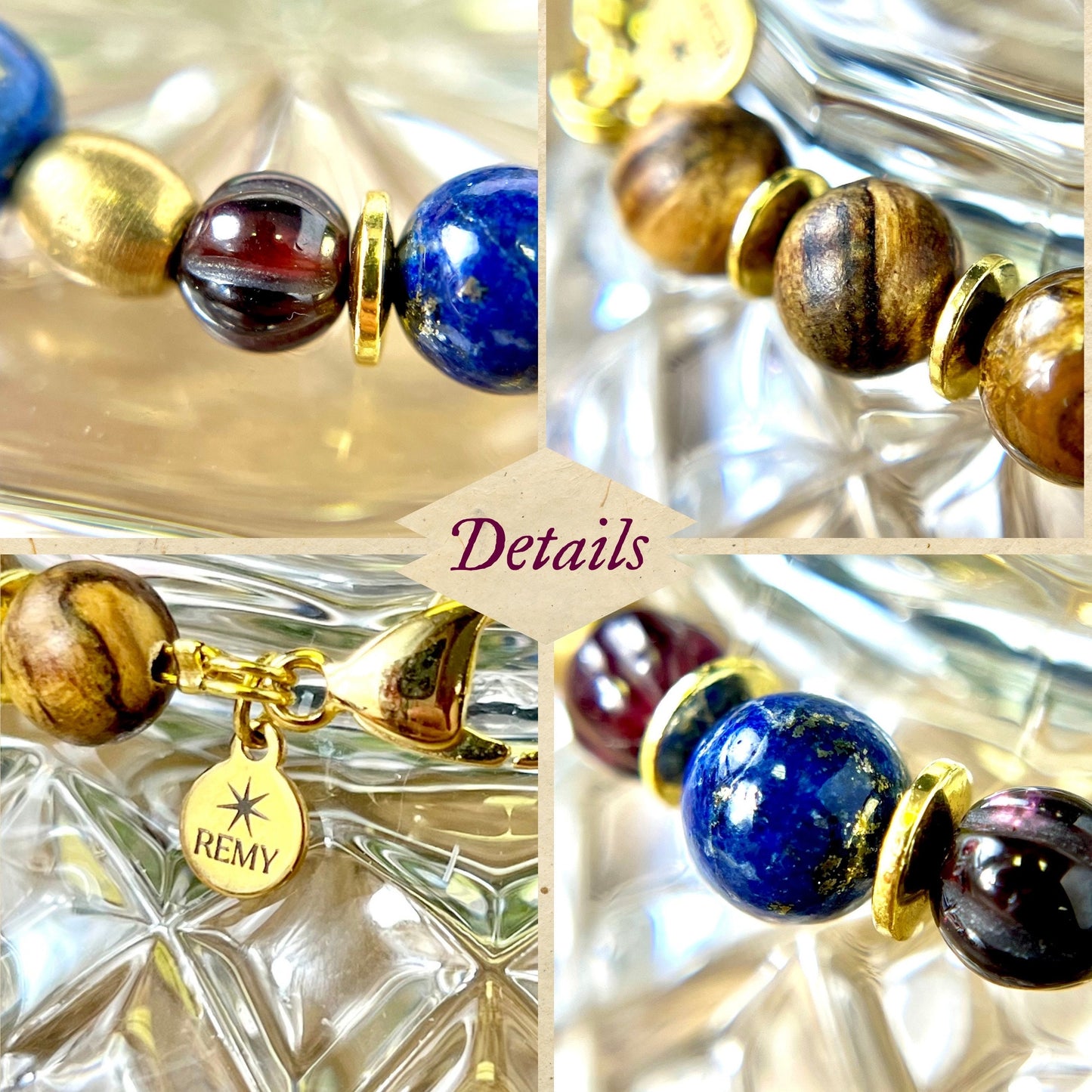 Kemetic Wisdom Beaded Crystal Bracelet - Handmade REMY Collection