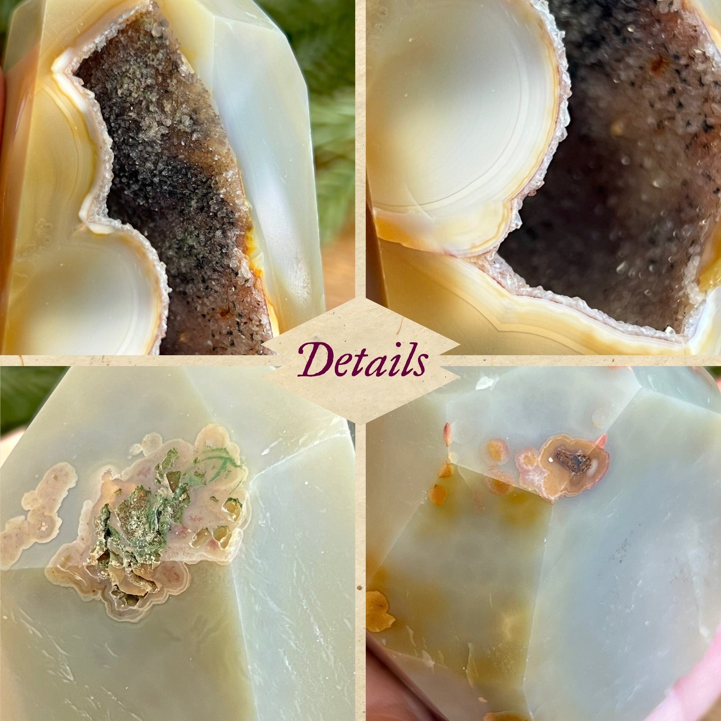 Natural and unheated Carnelian Tower with large, Druzy cave.