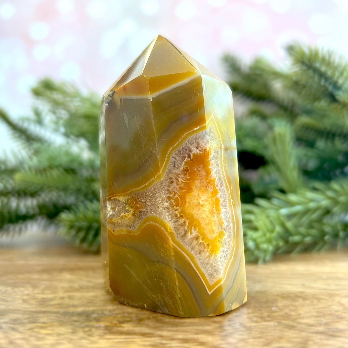 Caramel Carnelian Crystal Tower with Druzy Cave