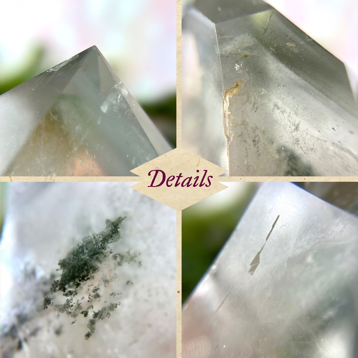 Polished Lodolite Garden Quartz with a raw bottom, from Brazil.