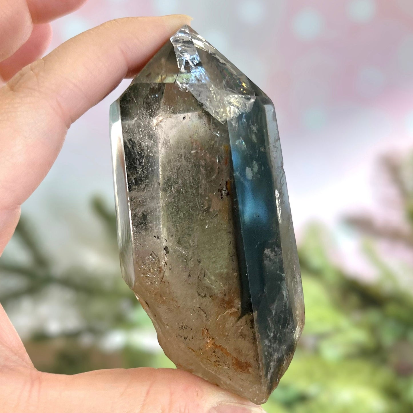 Garden Quartz Smoky Lodolite Crystal Tower