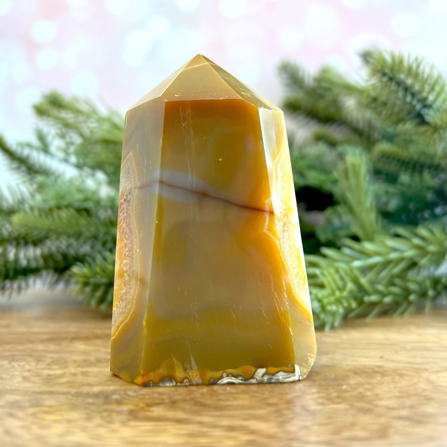 Natural and unheated Carnelian Tower with large, Druzy cave.