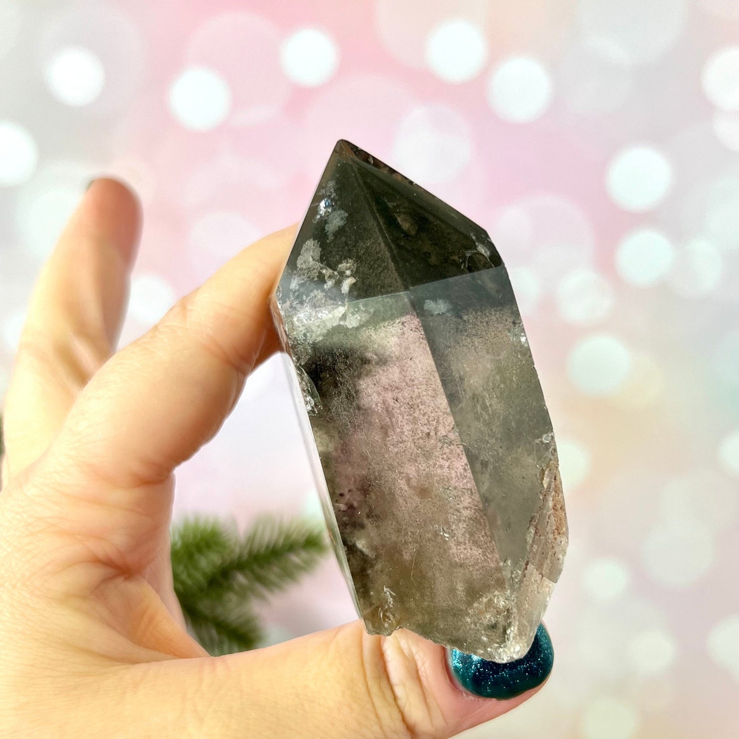Polished Lodolite Garden Quartz tower, from Brazil.