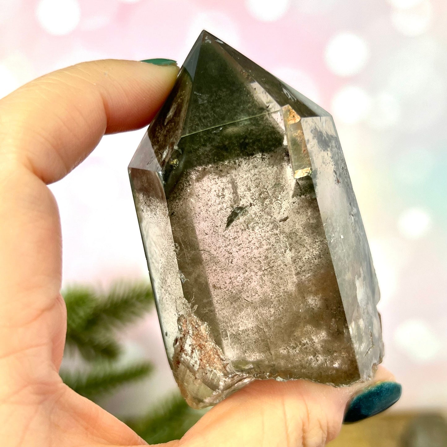 Polished Lodolite Garden Quartz tower, from Brazil.