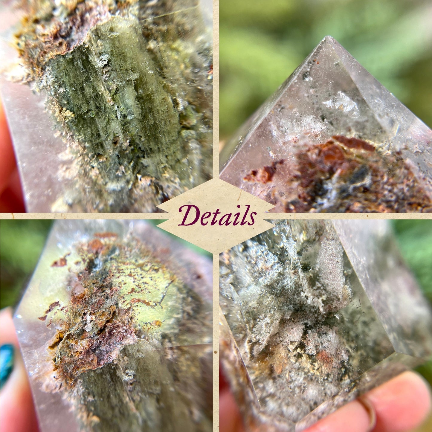 Polished Lodolite Garden Quartz tower, from Brazil.