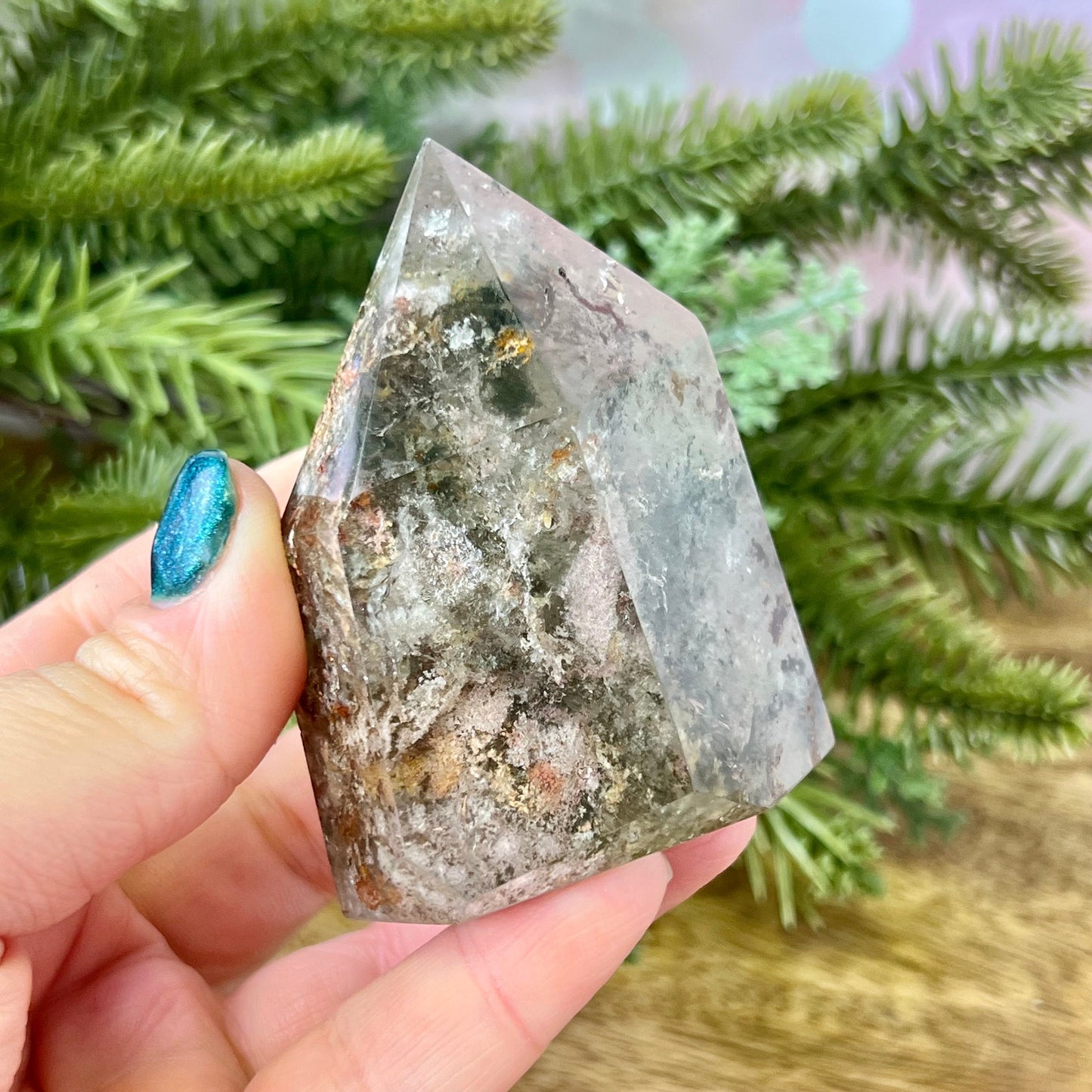 Polished Lodolite Garden Quartz tower, from Brazil.