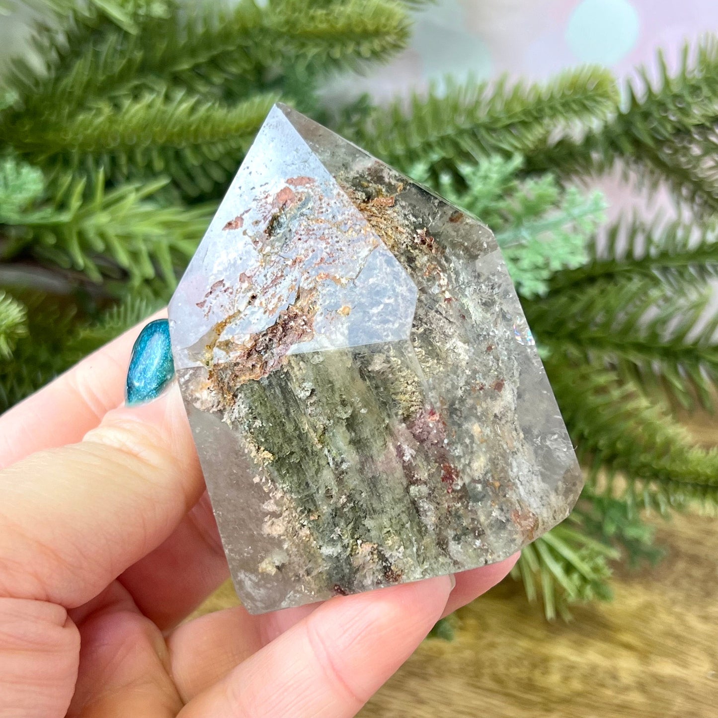 Polished Lodolite Garden Quartz tower, from Brazil.