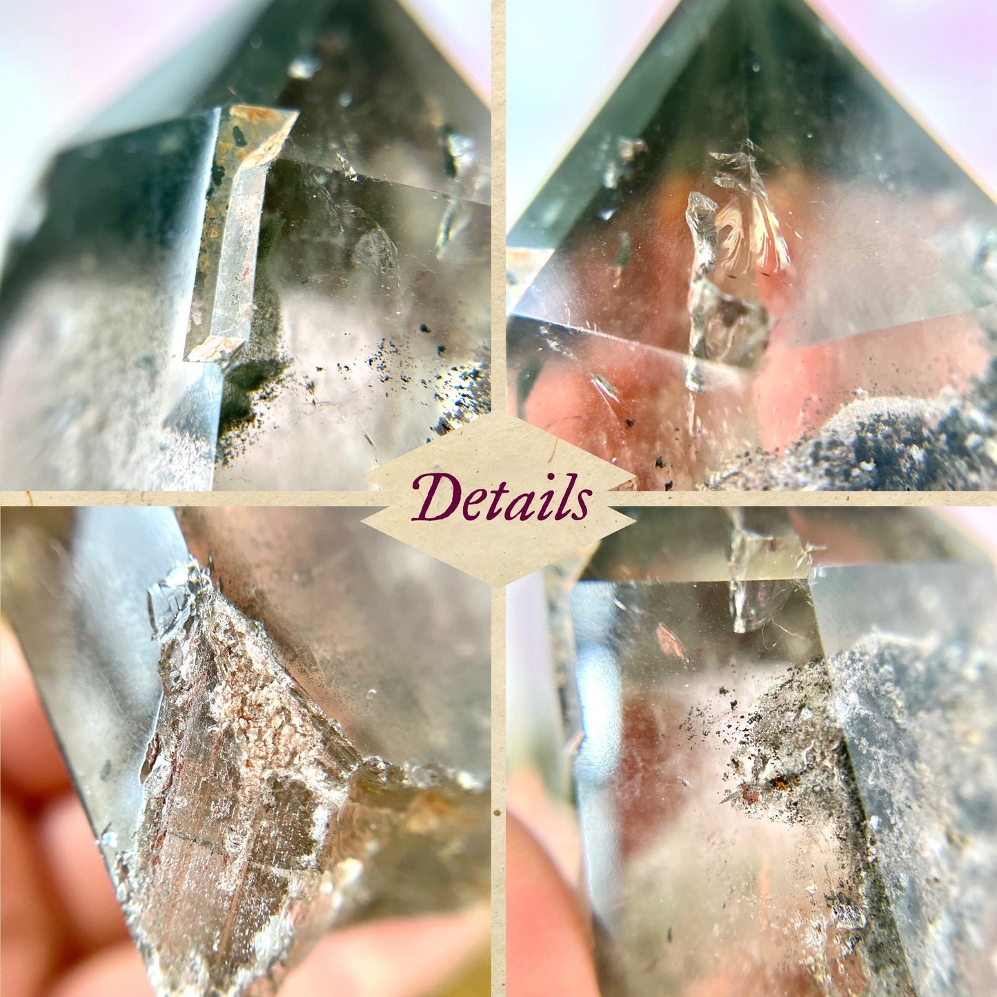 Polished Lodolite Garden Quartz tower, from Brazil.