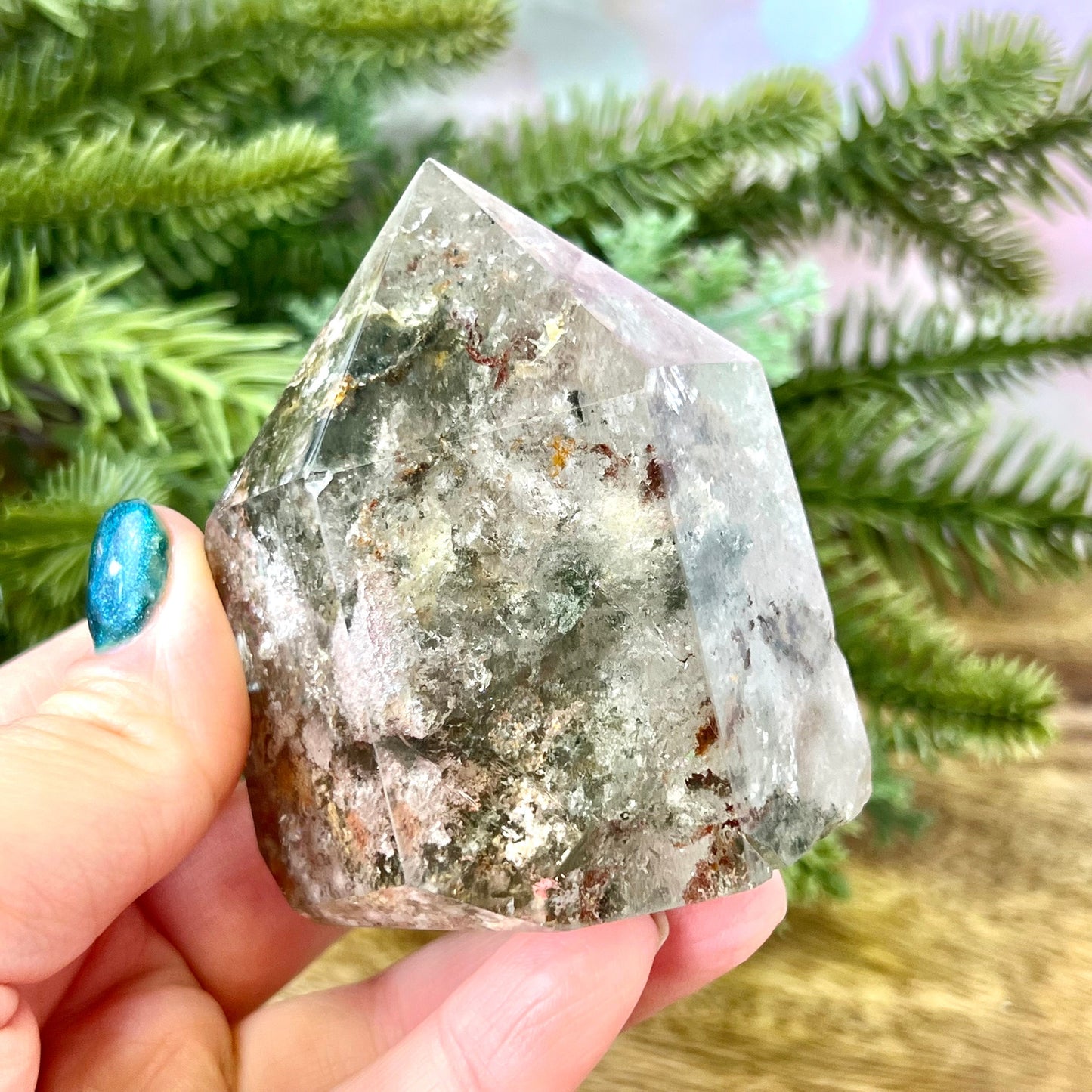 Polished Lodolite Garden Quartz tower, from Brazil.