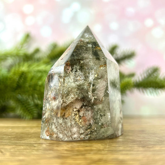 Polished Lodolite Garden Quartz tower, from Brazil.