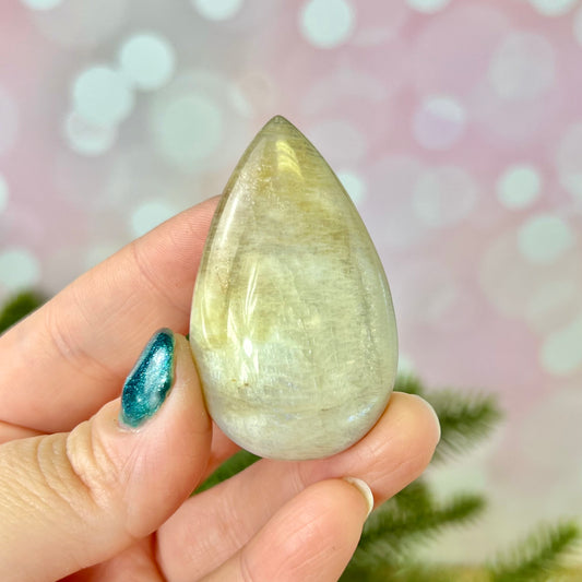 Rainbow Moonstone Crystal Teardrop Cabochon