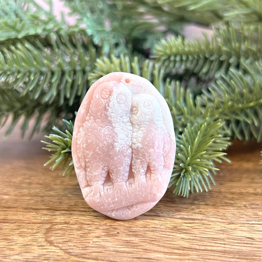 Pink Opal Owl Carved Cabochon