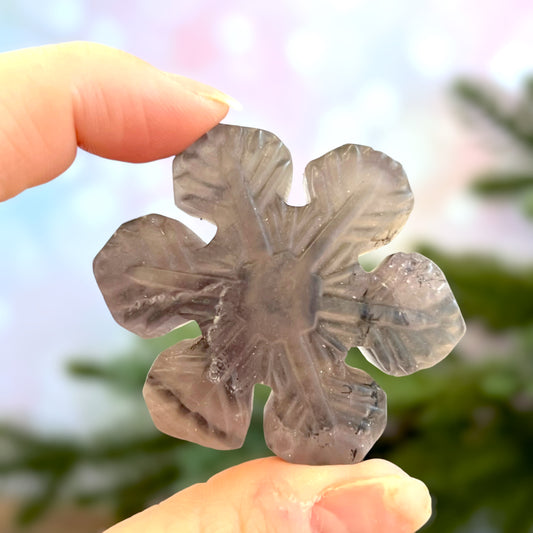 Snowflake Purple Fluorite Crystal Carved Cabochon