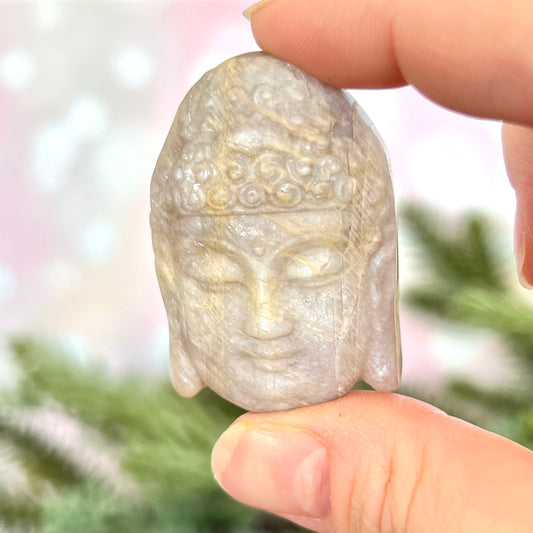 Buddha Face Belomorite Carved Stone Cabochon