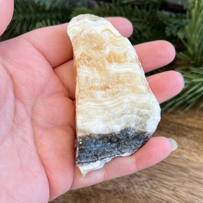 Zebra Calcite Yellow & Gray Natural Raw Crystal