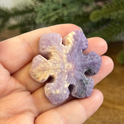 Snowflake Lepidolite in Pink Opal Crystal Carved Cabochon