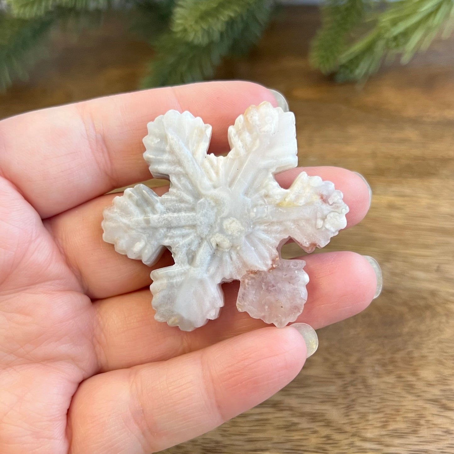 Snowflake Flower Agate Crystal Carved Cabochon