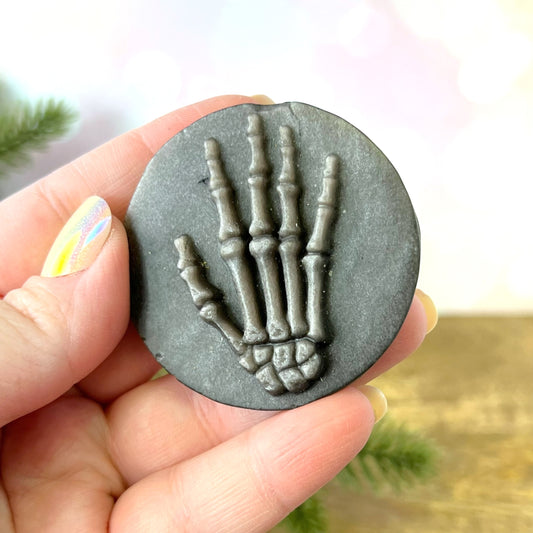 Silver Sheen Obsidian Skeleton Hand Carved Cabochon