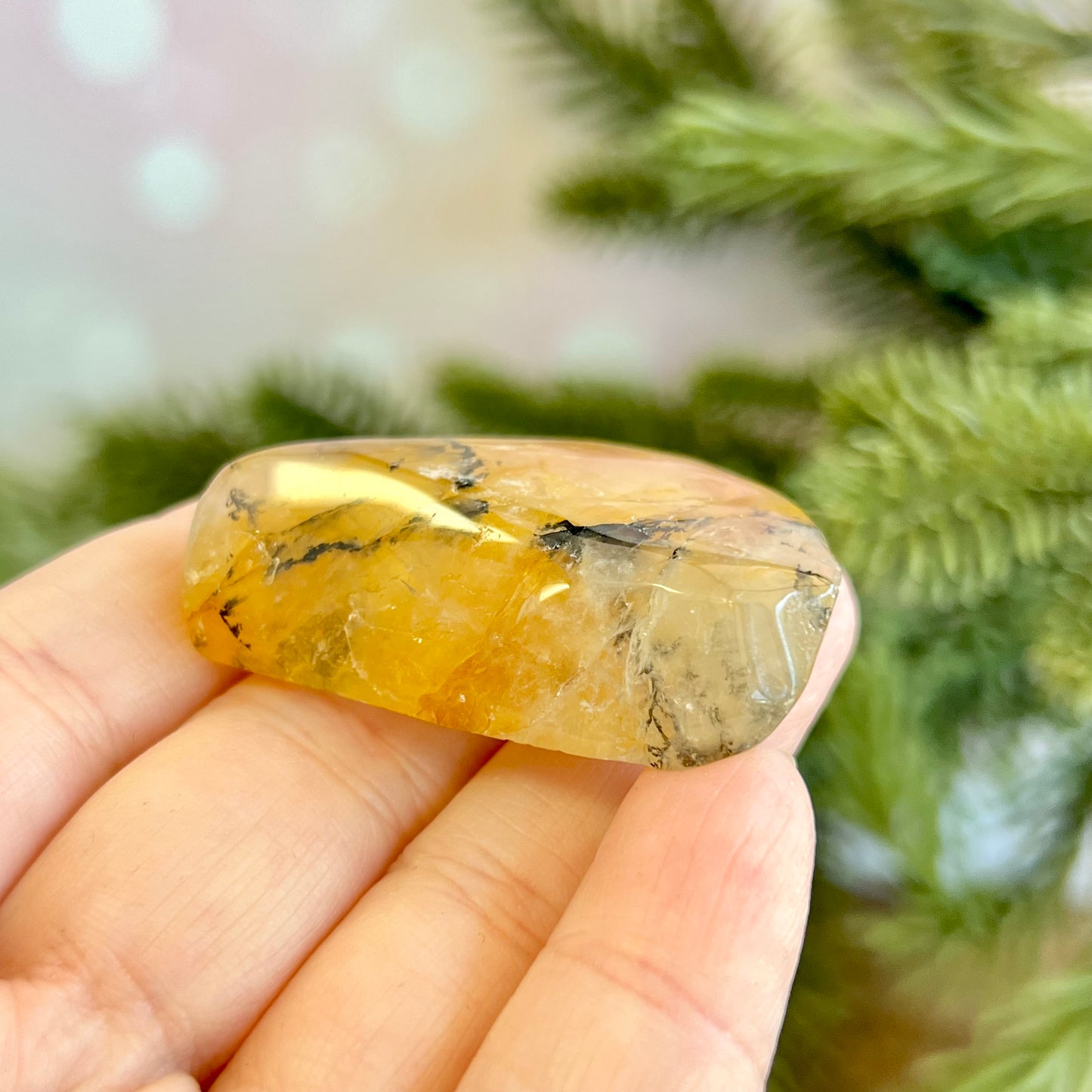 Golden Healer Quartz Tumble with Dendritic Inclusions