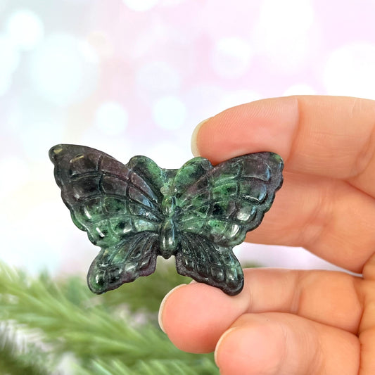 Ruby in Zoisite Butterfly Carved Crystal Cabochon