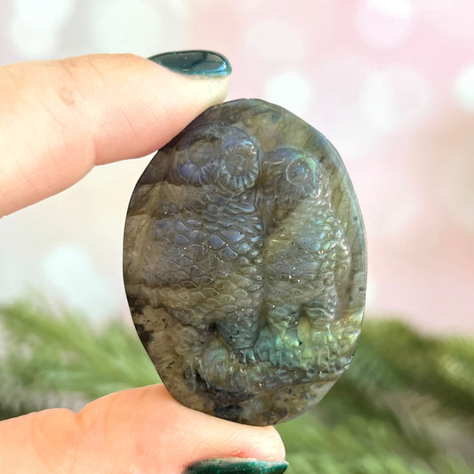 Labradorite Owl Carved Cabochon
