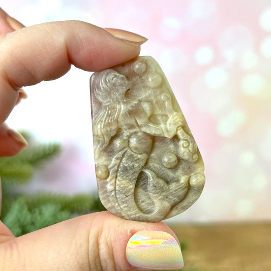 Belomorite Mermaid Carved Crystal Cabochon