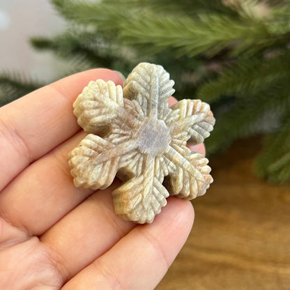 Snowflake Belomorite Crystal Carved Cabochon