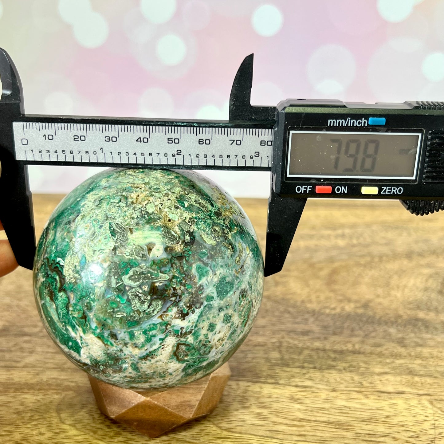 Malachite & Chrysocolla in Druzy Agate 80mm Sphere