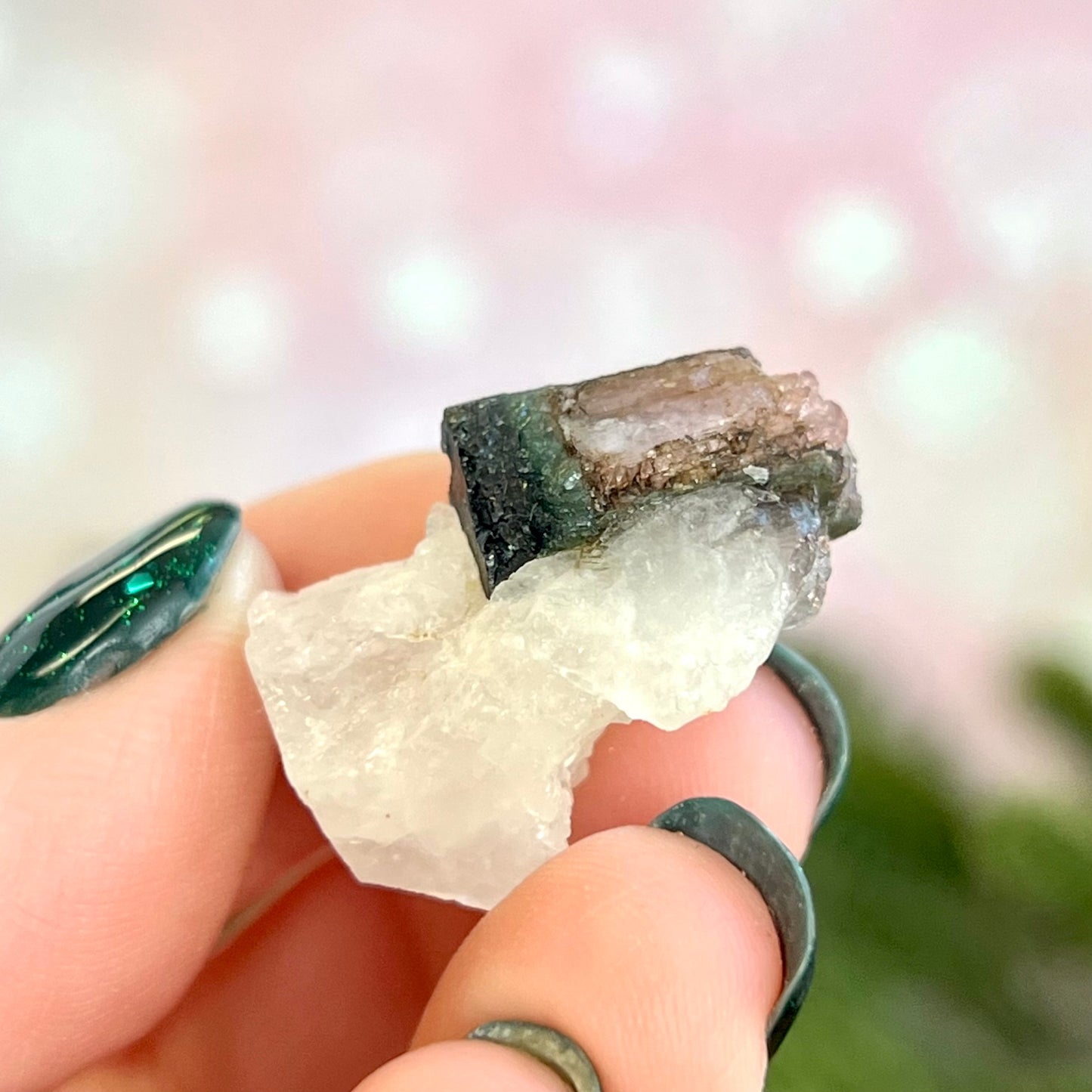 Watermelon Tourmaline on Milky Quartz Crystal Specimen