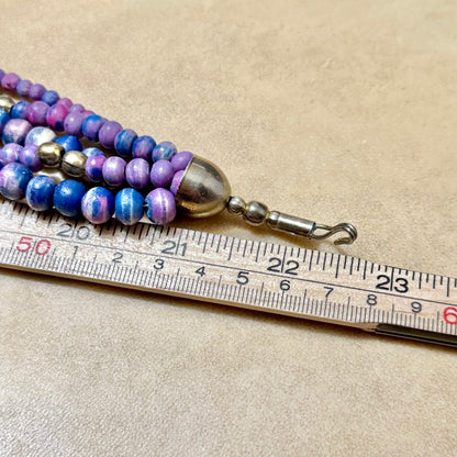 Vintage Purple & Blue Tagua Nut Bodhi Bead Necklace