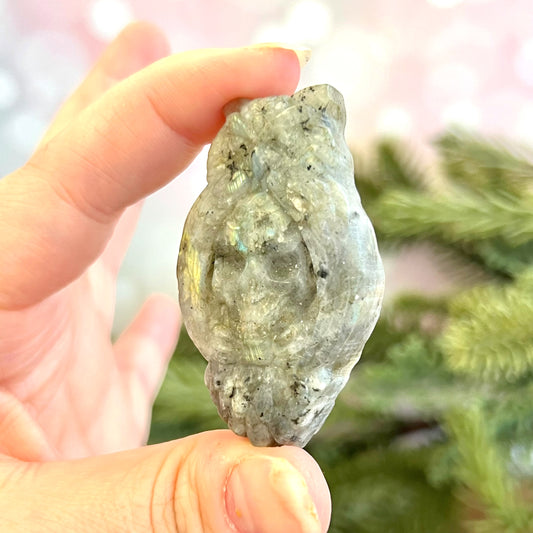 Labradorite Skull & Owl Carved Cabochon