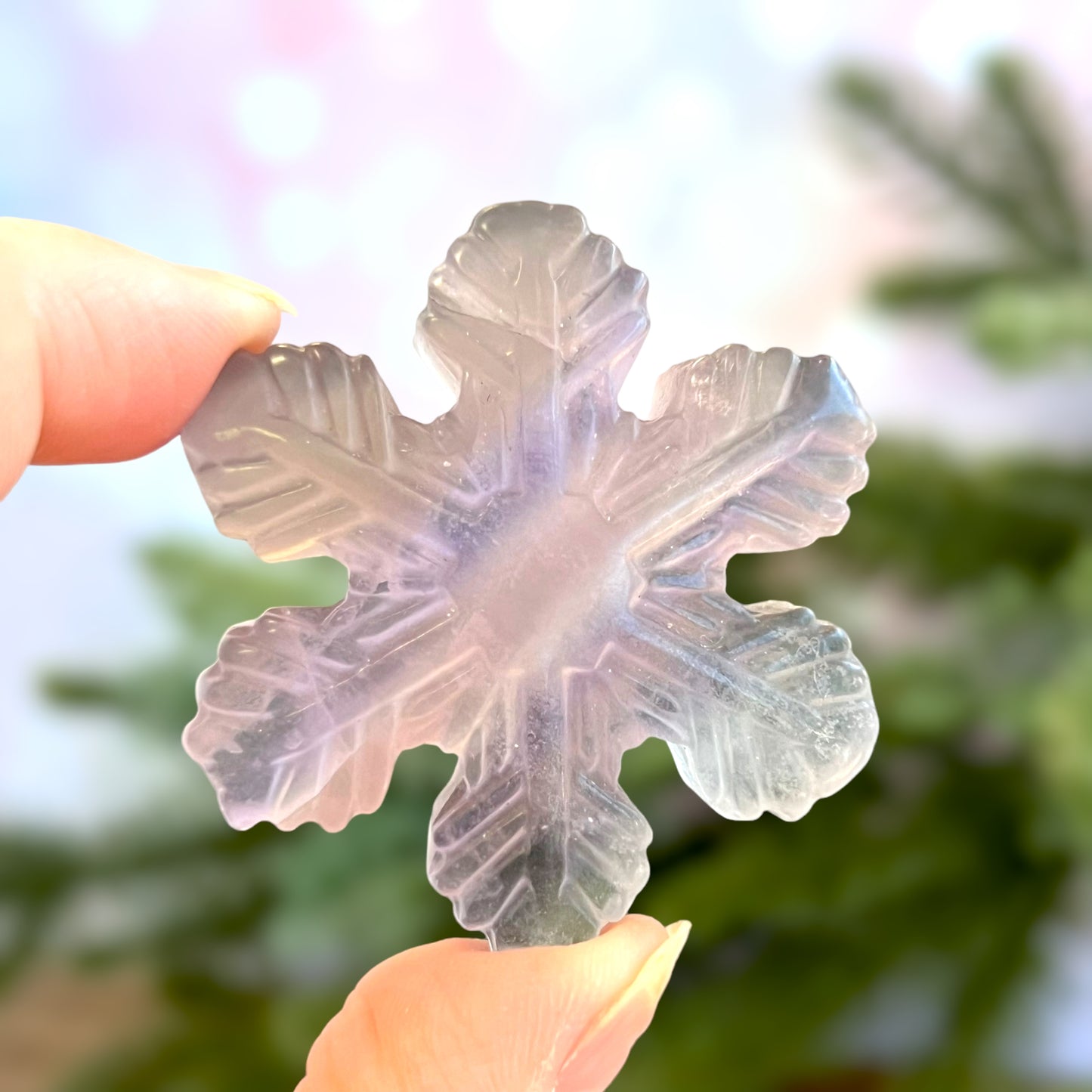 Snowflake Purple Fluorite Crystal Carved Cabochon