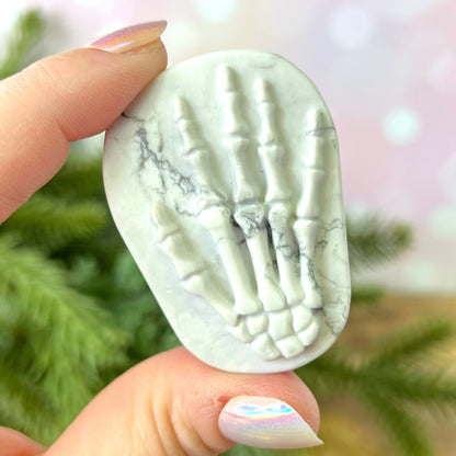 Magnesite Skeleton Hand Carved Crystal Cabochon