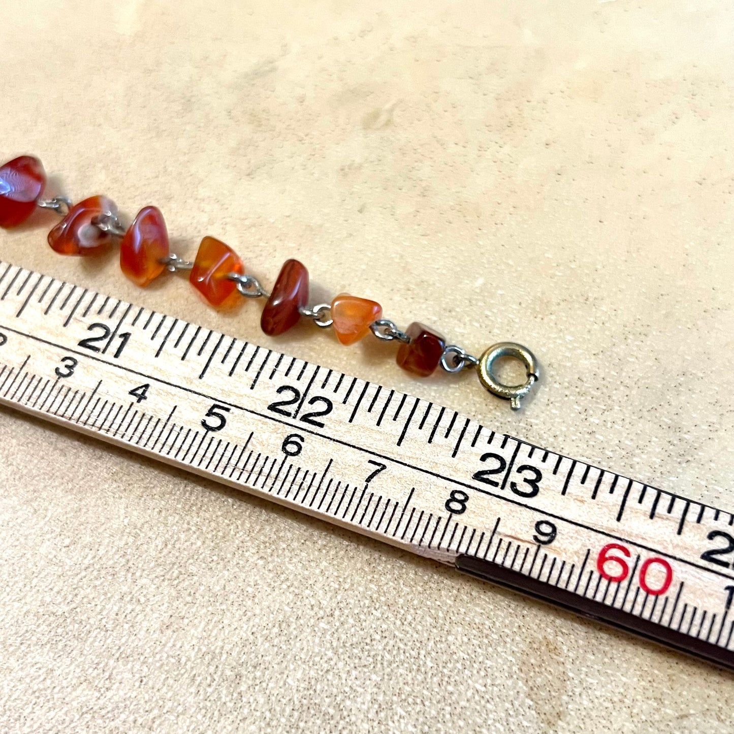 Carnelian Chain Linked Vintage Beaded Tooth Necklace